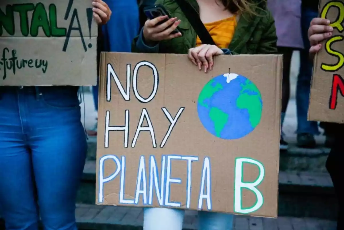 Imagen de un cartel en una manifestación contra el cambio climático