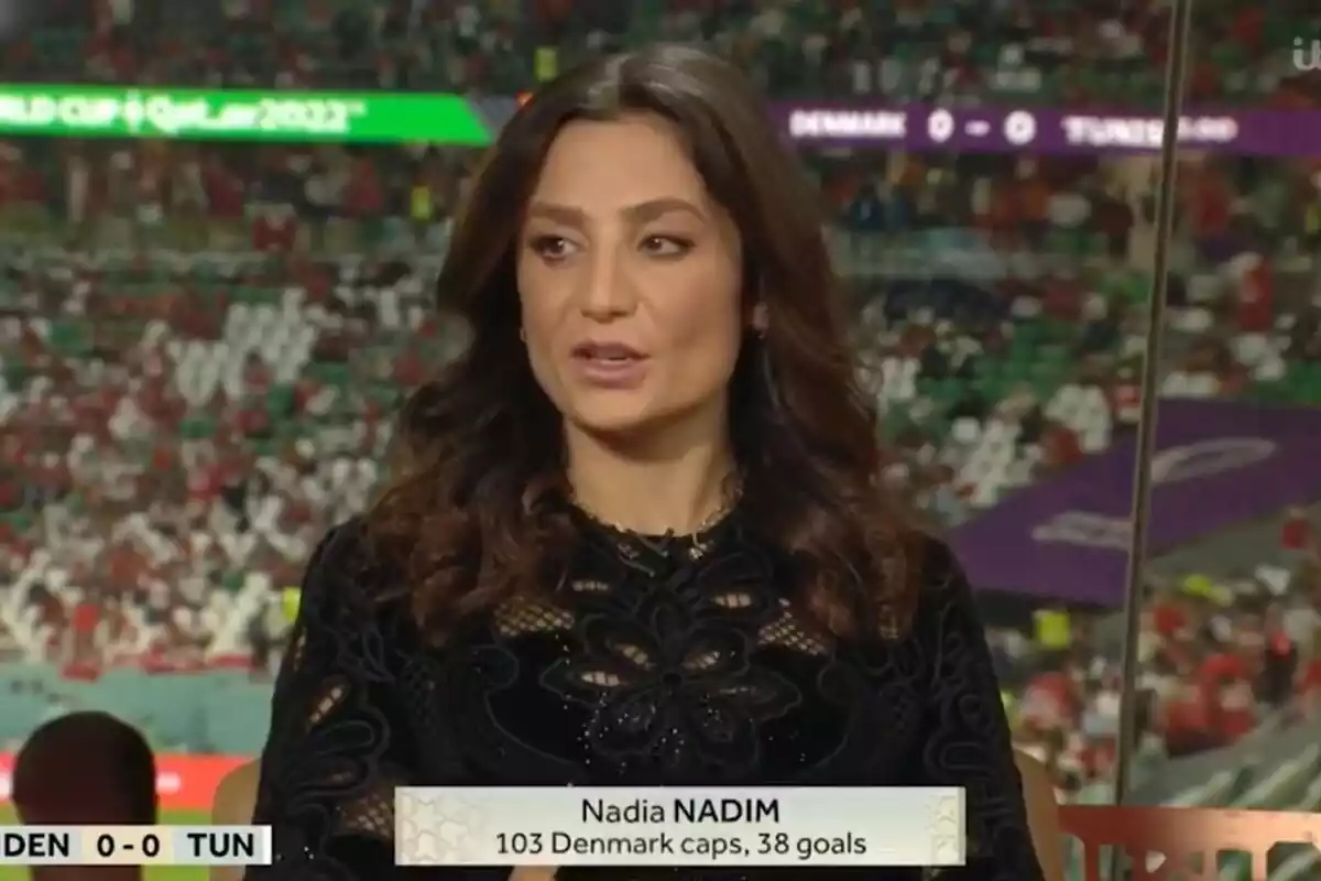 Nadia Nadim durante la retransmisión