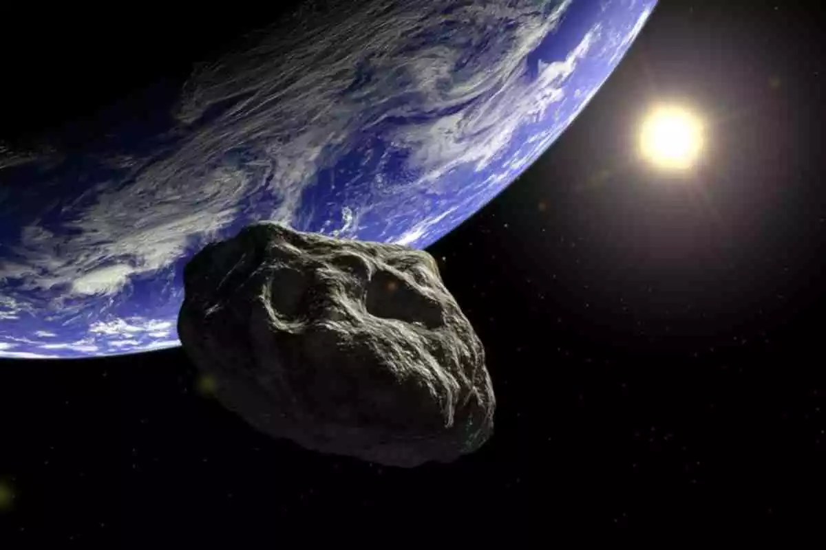 Imagen ilustrativa de un asteroide acercándose a la Tierra