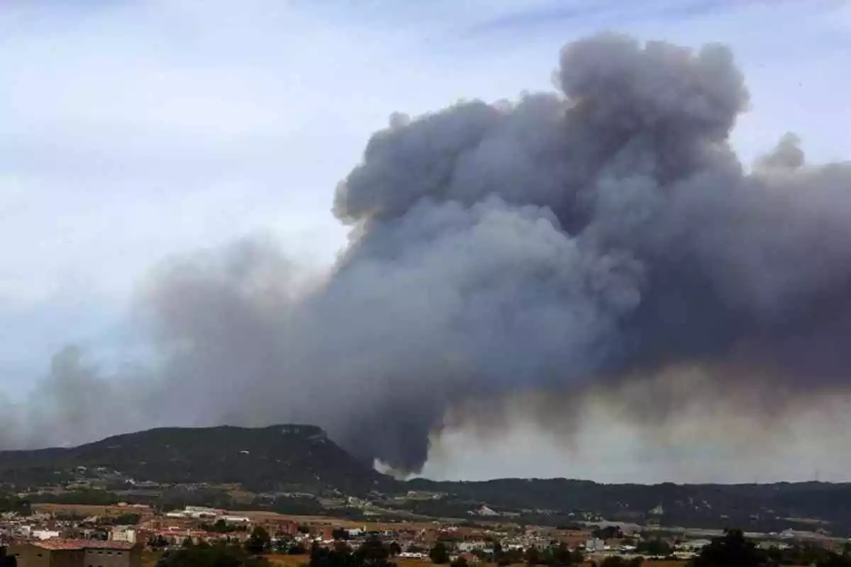 Un incendio forestal de gran intensidad calcinando los bosques catalanes