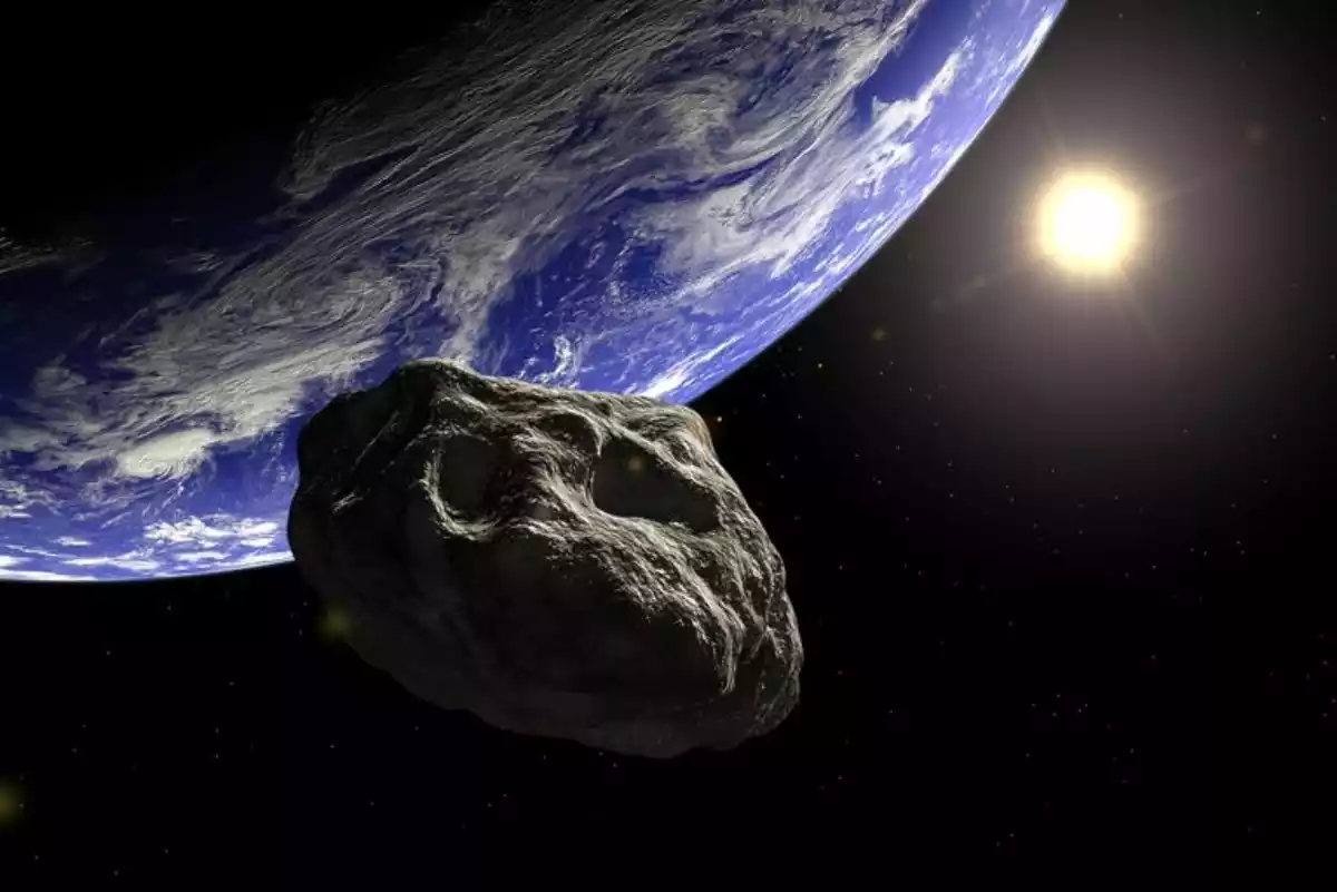 Imagen de una roca espacial acercándose a la Tierra