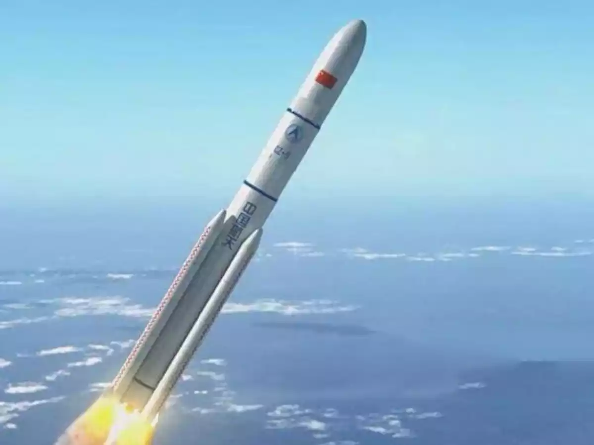 Imagen de un cohete viajando hacia el espacio
