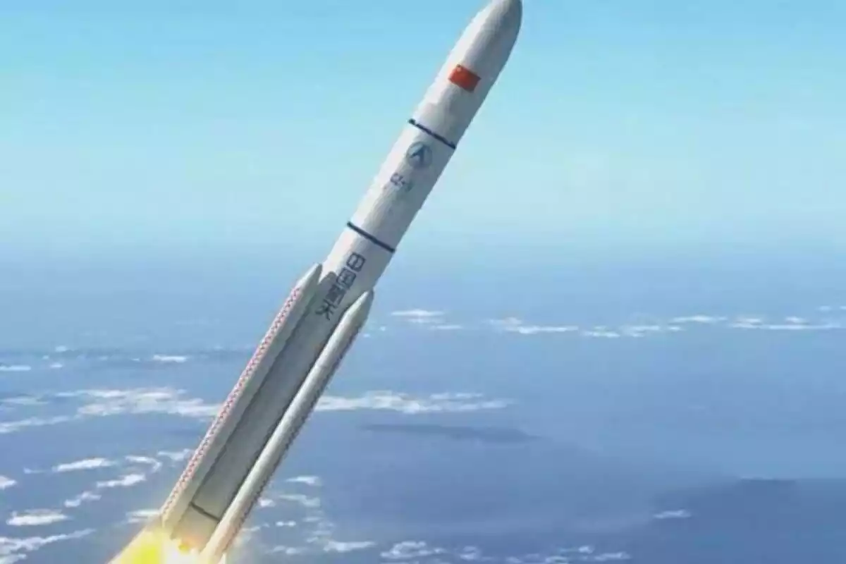 Imagen de un cohete viajando hacia el espacio